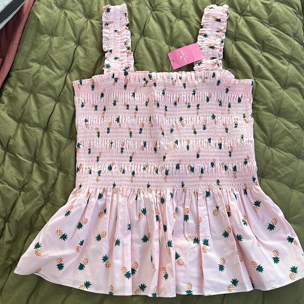 Kate spade ♠️ pineapple smock peplum top BNWT - Picture 1 of 3